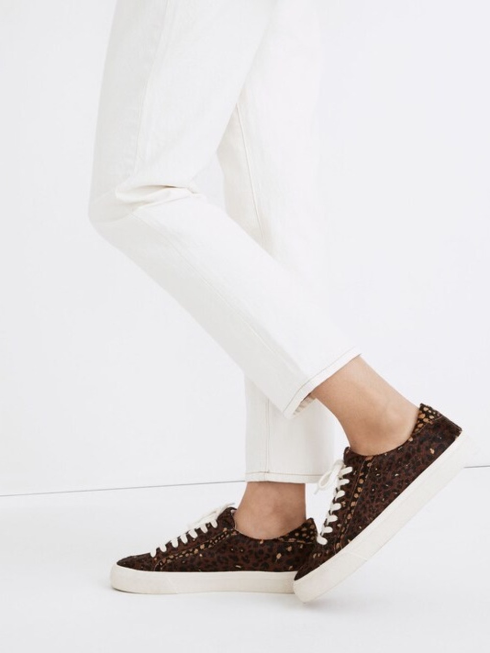 Madewell Sidewalk Low-Top Sneakers in Painted Leopard Colorblock Calf Hair 6